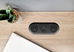 Oe Elsafe | PIP3 649005 | Mounted Desktop Power 2 X Gpo 1 X Tuf-R 25W With 2000mm Lead And 10a Three Pin Plug | Black 016.049.0005