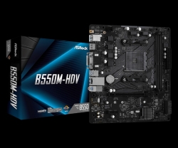 ASRock B550M-HDV MB B550 Micro-ATX: AM4 Socket For 3rd Gen AMD Ryzen Processors Hyper M.2, 2x DDR4, Gigabit LAN, 4x SATA 6Gbps, 1 PCIe 4.0 x16, 1 PCIe 3.0 x1 (B550M-HDV)
