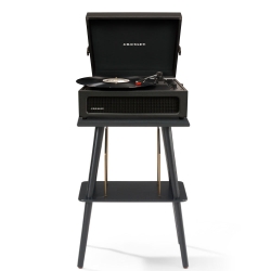 Crosley Voyager Bluetooth Portable Turntable + Crosley Turntable Stand Bundle - Black CRIW8017BST-BK4