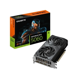 Gigabyte GeForce RTX™ 5060 Windforce 2 Max OC 8G, 2512MHz, Cuda 3840, 28Gbps, GDDR7, 128 Bit, PCI-E 5.0, Psu 550W, DisplayPort 2.1b *3 HDMI 2.1b *1 GV-N5060WF2MAX OC-8GD