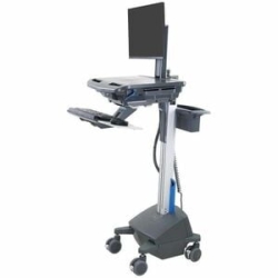 StyleView LCD Cart With LCD Pivot, LiFe Powered (no Drawers, Dark Grey) SV42-8302-4