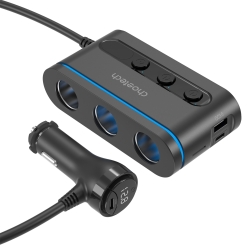 Choetech TC0021 3 Sockets 2C+1A Cigarette Lighter Splitter Black ELECHOTC0021