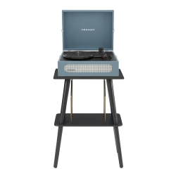 Crosley Voyager Bluetooth Portable Turntable + Entertainment Stand Bundle - Washed Blue CRIW8017BST-WB4