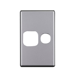 4C | Elegant Single Gpo Aluminium Cover Plate Vertical - Silver Matt 040.0.0109