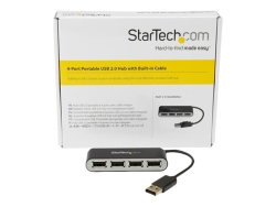 Startech 4 Port USB2.0 Hub, Mini, Inbuilt Cable, 2YR ST4200MINI2