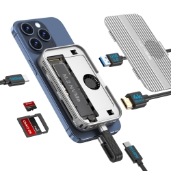 Acasis EC1401 Ssd+ 6-in-1 Usb-c Docking Hub 10Gbps Hdmi 4K 60Hz, Usb-a, Usb-c, Pd, Sd/Tf Magnetic For I-phone 12-17 ELEACAEC1401