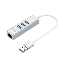 Simplecom CHN420 Aluminium 3 Port SuperSpeed USB Hub With Gigabit Ethernet Adapter Silver CHN420-SL