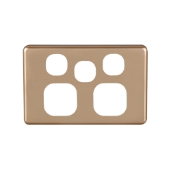 4C | Classic Double Power Point With Extra Switch Polycarbonate Cover Plate - Gold Colour 040.000.0040