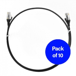 4C 0.5M Cat 6 Ultra Thin Lszh Pack Of 10 Ethernet Network Cable. Black (004.004.2001.10PACK)