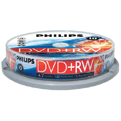 Philips Dvd+rw Rewritable 4.7gb 4x (tube Of 10pcs) Bmdphi4xdprwp10