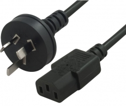 Cabac Au Power Cable 2m - Male Wall 240v Pc To Power Socket 3pin To Ice 320-c13 Black Au Certified