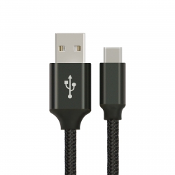 Astrotek 1m Usb-c 3.1 Type-c Data Sync Charger Cable Black Strong Braided Heavy Duty Fast Charging