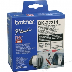 Brother White Paper Roll 12mm X 30.48 Dk-22214