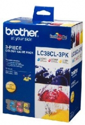 Brother Lc38 3colour Value Pk 1 X Cyan, 1x Magenta, 1 Yellow Lc-38cl 3pk