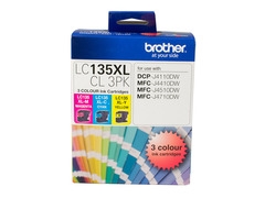 Brother LC135XL3x Colour Val Pack, CYAN, MAGENTA, YELLOW LC-135XLCL3PK
