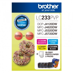 Brother LC-233 Photo Value PK 4 Colour, 40 Sheet Photo Paper LC-233PVP