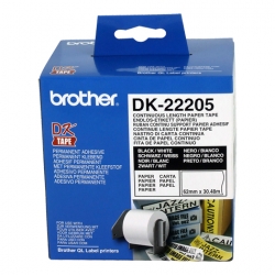 Brother White Continuous Paper Roll 62mmx30.48m Dk-22205