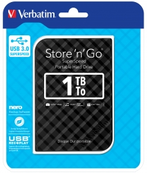 Verbatim 2.5' Usb 3.0 Store'n'go Hdd Grid Design 1tb - Black 53194