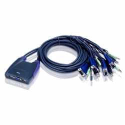Aten Petite 4 Port Usb Vga Kvm Switch With Audio - 0.9M Cables Built In Cs64Us-At