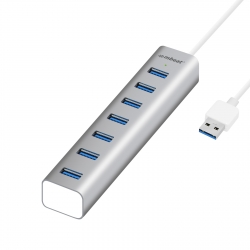 Mbeat 7-port Usb 3.0 Aluminium Slim Hub With Power For Pc And Mac Mb-hub768