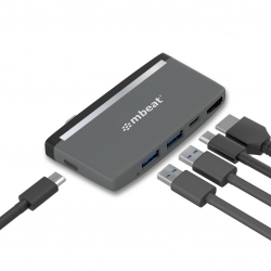 mbeat Essential Pro  5-IN-1 USB- C Hub ( 4k HDMI Video, USB-C PD Pass Through Charging, USB 3.0 x 2, USB-C x 1)