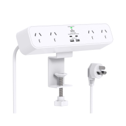 Chosen Brother Pd 30W Desk Clamp Powerboard Fast Charging Station, 4 Outlets With 2 USB-C 2 USB-A, Surge Protected, 1.5M Extension Cord Desktop Mounted POWCB48DC