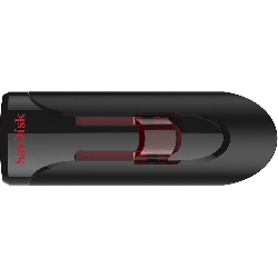 SanDisk Cruzer Glide 3.0 USB Flash Drive, CZ600 256GB, USB3.0, Black With Red Slider, Retractable Design, 5Y SDCZ600-256G-G35