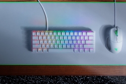 Razer Huntsman Mini-Mercury Edition-60% Optical Gaming Keyboard (Clicky Purple Switch)-FRML Packaging RZ03-03390300-R3M1