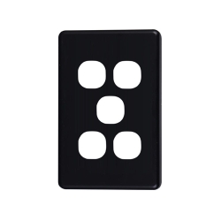 4C | Classic 5 Gang Switch Polycarbonate Cover Plate - Black Colour 040.000.0055