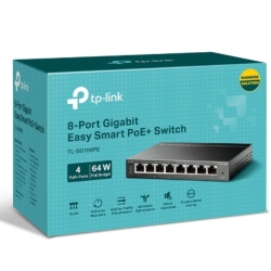 TP-Link Tl-Sg108Pe 8-Port Gigabit Easy Smart Switch With 4-Port PoE, 55W Ieee 802.3af, Fanless, Vlan Features TL-SG108PE