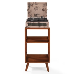 Crosley Voyager Bluetooth Portable Turntable + Crosley Asheville Stand Bundle - Floral CR8017BMS-FL4