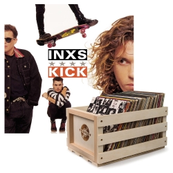 Crosley Record Storage Crate & Inxs Kick - Vinyl Album Bundle UM-3777896-B