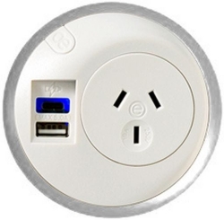 Oe Elsafe PixelTUF 1x Gpo And Twin USB A+C White/Silver 015.050.0032