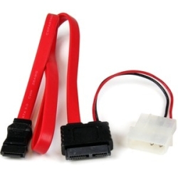 StarTech.com SLSATAF20 Adapter Cord - 50.80 Cm - For Optical Drive - LP4 / Sata, Sata - Red - 1 Each SLSATAF20