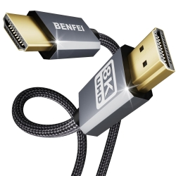 Benfei 358Gy-5M 8K V2.1 Hdmi Male To Hdmi Male Cable, Aluminum Shell Nylon Braided Certified Ultra High Speed 5M ELEBEN358GY5M