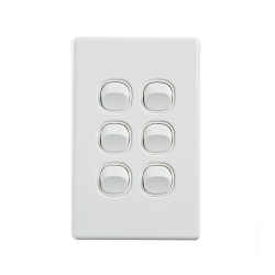 4C | Elegant Wall Switch 6 Gang 250V 16A | Vertical 040.0.0093