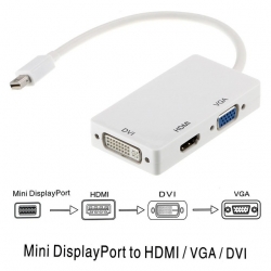 Astrotek 3 In1 Thunderbolt Mini DP DisplayPort To Hdmi Dvi VGA Hub Adapter Converter Cable For MacBook Air Mac Mini Microsoft Surface Pro 3/4/5 AT-MINIDP-3IN1