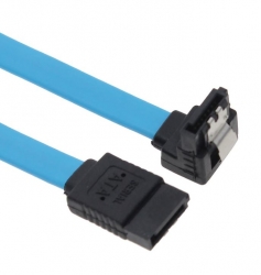 Astrotek Sata 3.0 Data Cable 50cm Male To Male 180 To 90 Degree With Metal Lock 26awg Blue At-sata3-90d