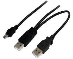 Astrotek Usb 2.0 Y Splitter Cable - Type A Male To Mini B 5 Pins 1m + Usb Type A Male 2m Black Cbat-usb-am-ammbm