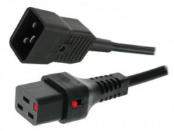4cabling 1m Lockable Iec C19 - C20 Cable: Black Iec157-1