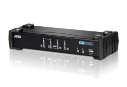 Aten Desktop Kvmp Switch 4 Port Single Display Dvi W/ Audio, 4x Custom Kvm Cables Included, 2x USB Port, Selection Via Front Panel CS1764A-AT-U