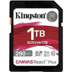 Kingston Canvas React Plus 1 TB Class 10/Uhs-Ii (U3) V60 Sdxc - 280 MB/s Read - 150 MB/s Write SDR2V6/1TB