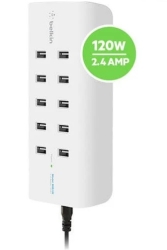 Belkin RockStar™ 10-Port Usb-a Charging Station - White (B2B139au), Intelligent Charging,120W, Overcurrent Protection, Cew $5000, 2 Years Warranty B2B139au