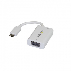 Startech Usb-c To Vga Video Adapter With Usb Power Delivery - Usb C To Vga Adapter - White - Use