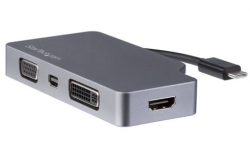 Startech Usb C Multiport Video Adapter - Space Gray - Usb C To Vga / Dvi / Hdmi / Mdp - 4K Usb