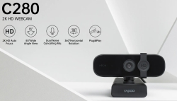 Rapoo C280 2K Webcam - Wide Angle Lens, Noise Canceling Mic, Plug & Play, Teams, Google Meet, Zoom, Does Not Support Windows Hello C280