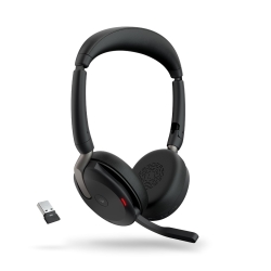 Jabra Evolve2 65 Flex Ms Stereo Bluetooth Headset, Link380a Usb-a Dongle, Foldable Design, 2Yr Warranty, 20 Hours Battery Life, Anc 30m Wireless Range 26699-999-999