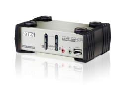 Aten Desktop Kvmp Switch 2 Port Single Display VGA W/ Audio & Osd, 2x Custom Kvm Cables Included, 2x USB Port, Selection Via Front Panel CS1732B-AT-U