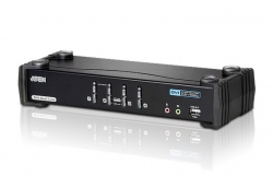 Aten Desktop Kvmp Switch 4 Port Single Display Dvi W/ 7.1 Audio, 4x Custom Kvm Cables Included, 2x USB Port, Selection Via Front Panel CS1784A-AT-U