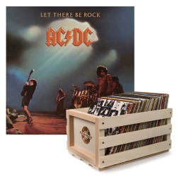 Crosley Record Storage Crate Ac/Dc Let There Be Rock Vinyl Album Bundle SM-5107611-B